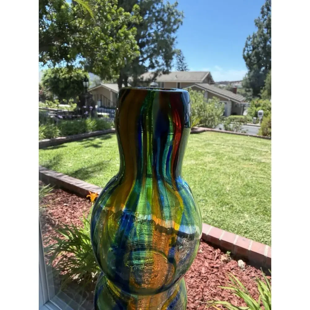 Home Essentials & Beyond Hand Blown Art Glass Vase 17.75” Vintage